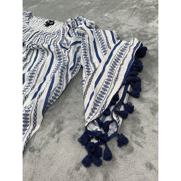 Step In Style Off-Shoulder Womens Large Top With Tassel Bell Sleeves Rayon Fairy - Picture 5 of 9